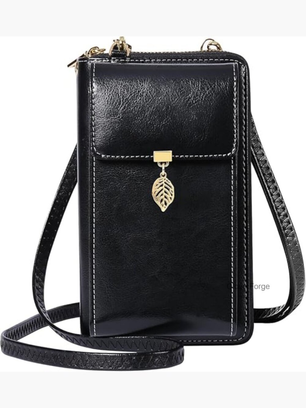 Genuine Leather Crossbody Phone Bag Wallet RFID Blocking Adjustable Strap